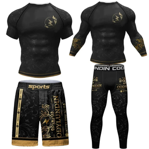 ชุดแรชการ์ด MMA สำหรับผู้ชาย เสื้อและกางเกงรัดรูป แห้งเร็ว ระบายอากาศดี เป็นมิตรกับสิ่งแวดล้อม UPF50+ สำหรับออกกำลังกาย BJJ ฟิตเนส - Product Image 1