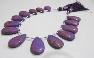 Cobre púrpura Turquesa Forma de pera Tamaño liso 12x20mm Hebra de cuentas 8 pulgadas de largo Vendido por hebra - Product Image 5