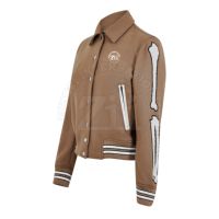 Veste d'hiver en laine pour homme avec logo personnalisé, style universitaire, patchs brodés, respirante, design décontracté avec lettres, grandes tailles