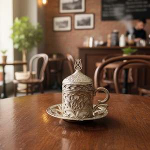 แก้วเหล็กหล่อลายตะวันออกพร้อมฝาปิด ความจุ 200 มล. ใช้กับเครื่องล้างจานและไมโครเวฟได้ เหมาะสำหรับเป็นของขวัญ แก้วน้ำสแตนเลสสำหรับแคมป์ปิ้ง - Product Image 4