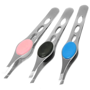 Juego de pinzas premium de colores para cejas, las mejores pinzas con punta inclinada, punta fina y punta plana, pinzas color rosa para depilación. - Product Image 3