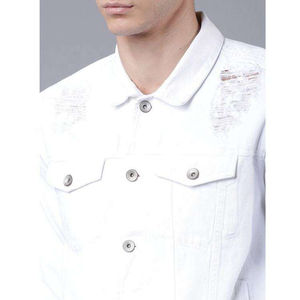 Custom Men's Stylish Solid <b>White</b> Denim Trucker <b>Jacket</b> for men Latest Design 100% Cotton Casual Outdoor Coat Custom Logo OEM - Product Image 4