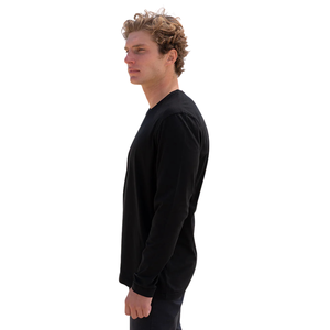 เสื้อยืดคอกลมแขนยาวผู้ชาย สีดำ ผ้าฝ้ายออร์แกนิค 100% ระดับพรีเมียม ผ่านการรับรอง GOTS ผ้าไม่หด ระบายอากาศได้ดี - Product Image 5