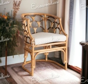 Sillón elegante de estilo antiguo de bambú y Ratán, silla de jardín tallada a mano para comedor, restaurante, sala de estar o salón de jardín - Product Image 1