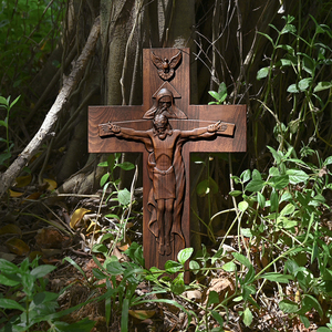 Padre, Hijo, Espíritu Santo, Cruz |   Crucifijo de Madera Tallado a Mano para Decoración de Pared |   Decoración Cristiana para el Hogar - Product Image 5