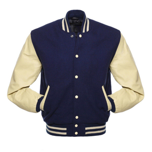 Chaqueta de lana de invierno para hombre personalizada bordada Varsity Letterman con capucha larga piel de vaca trabajo CollegeBaseballjacket para hombre - Product Image 6