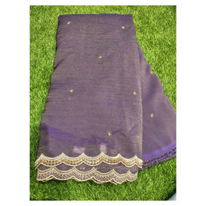 Tissu pur en tissu froissé avec broderie originale pour Lehenga et Saree - Frais de transport supplémentaires - Product Image 4