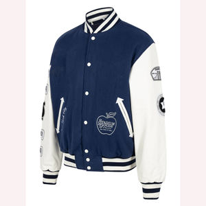 Vente en gros de blouson de baseball personnalisé pour homme blouson aviateur à manches en cuir pour le corps en laine logo brodé - Product Image 2