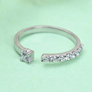 NOVAMART Fine 925 Sterling <b>Silver</b> Cute Finger <b>Ring</b> <b>Adjustable</b> Band with Vintage Eternity Inlay Fashionable and Stylish Plain Who - Product Image 2