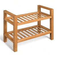 Meubles de salon personnalisés en teck naturel moderne étagère à chaussures multifonctionnelle présentoir pour meubles de maison étagère à chaussures en bois