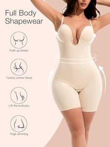 Body gainant sexy pour femme, taille haute, dos nu, décolleté plongeant, effet ventre plat, amincissant, avec soutien-gorge intégré, pour club, modelage corporel complet - Product Image 3