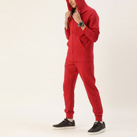 Chándal Deportivo para Hombre, Color Rojo, Casual, Sólido, Ecológico, Talla Grande, Estampado, Corte Regular, con Capucha, para Invierno, Cómodo y Elegante, 100% Algodón