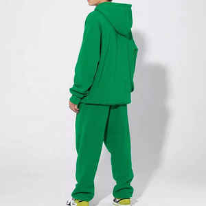 Sudadera con capucha de gran tamaño con estampado de abullonado personalizado de los fabricantes y conjunto de chándales para correr, ropa de calle holgada de 2 piezas personalizada para hombres - Product Image 3