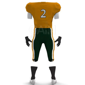 Uniformes de football américain à manches courtes respirants à prix avantageux pour hommes, personnalisables, tissu 100% polyester 300g, nom d'équipe personnalisé - Product Image 3