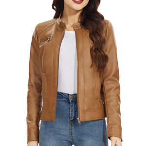 Blousons en cuir pour femmes d'hiver, personnalisés, pour l'extérieur, de haute qualité, imperméables, coupe-vent, grande taille, finition en nylon - Product Image 5