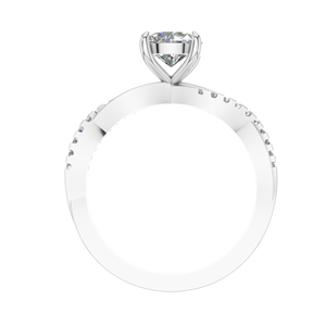 Anillo de Compromiso y Matrimonio de Platino 950 con Corte Brillante Redondo Cultivado en Laboratorio, Certificado IGI, con Engaste de Puntas y Baño de Rodio - Product Image 4