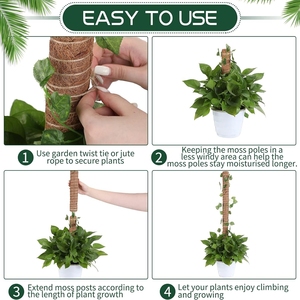 <b>Cover</b> Shipping Fee US Stock 4pcs <b>Plastic</b> Coated Moss Pole Kit with Coir Totem Pole Monstera Indoor Plant Support for <b>Greenhouse</b> - Product Image 4