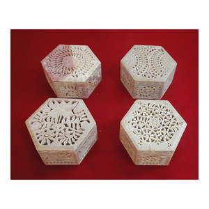 Cajas de joyería decorativas de jabonera Hexagonal, diferentes tallados, arte, trabajo, regalo - Product Image 1