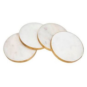Marble <b>and</b> Mother of Pearl Inlay <b>Coasters</b> <b>Set</b> Tea <b>and</b> Coffee Tabletop Pad for Bar Occasions - Product Image 2