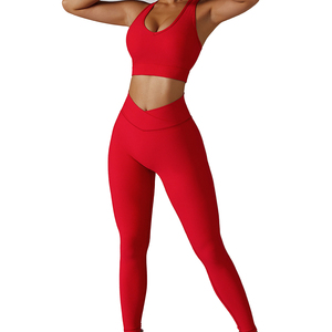 Meilleure vente en bas quantité minimale de commande ensemble de yoga pour femmes couleur unie dernier design ensemble de yoga pour femmes prix de gros ensembles de yoga fitness pour femmes - Product Image 6