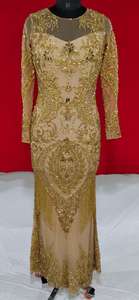 ชุดเดรสยาวถึงพื้นเอวธรรมชาติปักเลื่อมลูกปัดไข่มุกที่สง่างามประดับด้วยมือรายละเอียดตรงแบบทางการ - Product Image 6