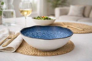 Set di 6 Ciotole in Ceramica con Bordo Irregolare, Smaltatura Reattiva, Minimalista Lucida con Rilievo e Stampa Digitale Poseidone di Excelsa - Product Image 3