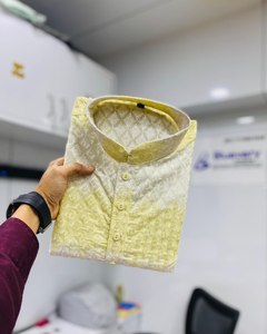 Kurta pyjama pour homme en coton PC tendance avec impression ombrée et broderie, prix de gros, achat en ligne en Inde - Product Image 4