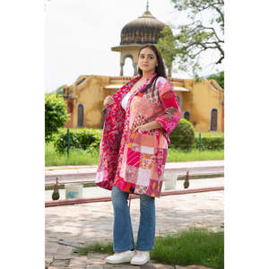 <b>Pink</b> Patchwork Kimono Robe Reversible <b>Wrap</b> Design - Product Image 5