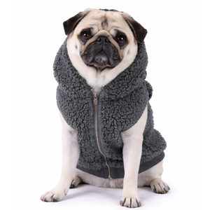 Chaqueta para Perro de Sherpa Gris, Chaleco de Forro Polar Suave con Cremallera, Ropa de Abrigo Cálida y Acogedora para Perros Pequeños y Medianos - Product Image 1