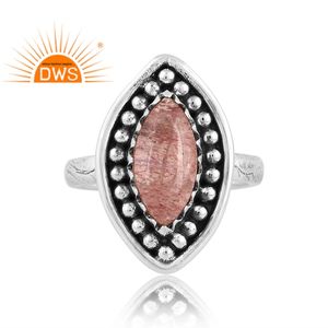 Meilleure vente bague en argent Sterling oxydé naturel fraise Quartz pierres précieuses déclaration bijoux personnalisés pour les femmes cadeau pour elle - Product Image 3