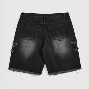 Pantalones Cortos de Mezclilla para Hombre, Ajustados, Elásticos, Transpirables, con Bordado, Diseño Personalizado, Rotos, en Oferta - Product Image 2