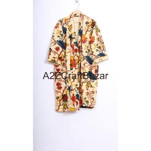 Chaqueta Kimono Kantha de Lujo, Acolchada, Estampada a Mano, 100% Algodón, Elegante, para Invierno, Festiva, Transpirable y Suave para Mujer - Product Image 1