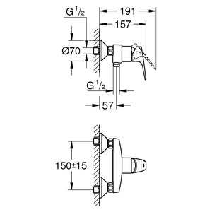Grifo de Ducha Exterior Grohe START Flow Cromado Starlight Metálico, Modelo 0746156, Conexión Directa a la Pared - Product Image 2