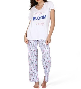 Women's Casual Fashion <b>Pyjamas</b> ODM Supply 100% Cotton Soft Smooth Jersey Fabric with Elastic Waist Closure <b>for</b> <b>Summer</b> Spring - Product Image 1