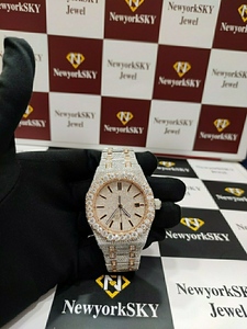 นาฬิกากลไกสไตล์ฮิปฮอปประดับเพชรแบบเต็มรูปแบบดีไซน์ตามสั่งสายสแตนเลส - Product Image 2