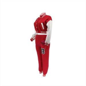 Survêtement femme automne, lettre brodée à manches longues boutons courts veste pantalon décontracté ensemble - Product Image 4