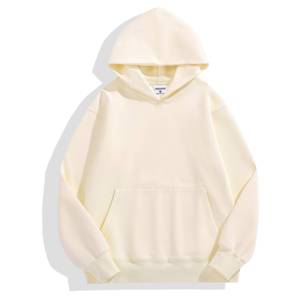 Sweats à capuche en molleton vierge surdimensionné avec logo personnalisé sans broderie de ficelle 100% coton 500g poids lourd vêtements de rue sweats à capuche pour hommes unis - Product Image 4