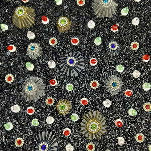 Tissu en organza de luxe fait main avec broderie, perles et dentelle en strass, le plus recherché pour les robes de soirée et les tenues de fête - Product Image 4