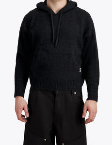 Mohair Hoodie Blend Zip Through Hoodie Custom Logo Mohair Full Zip Hoodie Oversized Knit Sweater Men's Jackets Mohair Hoodie - Product Image 3