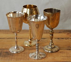 <b>Metal</b> Wine Handcrafted Unbreakable Glassware Silver Color Water Drinking <b>Cup</b> Goblet Embossed Design Bar Ware Supplies - Product Image 4