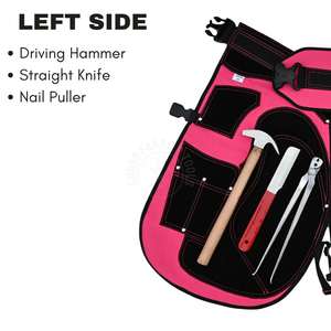 Juego de Herramientas Profesionales para Herrador con Delantal de Herrador, Herramientas para Recortar Cascos de Caballos, Martillo para Clavos Plateados y Guantes Rosas - Product Image 4