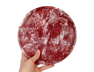 Assiette ronde en marbre naturel rose, assiette en pierre de marbre, assiettes en marbre vintage - Product Image 2