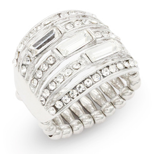 Anelli elasticizzati in cristallo placcato oro formato libero stile Hip-Hop alla moda intarsio taglio alla moda gioielli in acciaio inox per uomo donna - Product Image 1