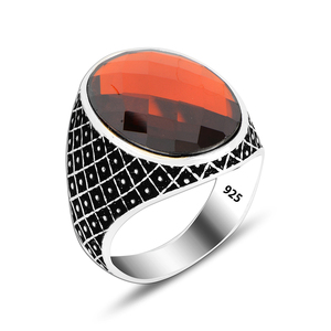 Anillo de Plata de Ley 925 con piedra roja brillante para hombre, joyería fina con diseño de arte a la moda, venta al por mayor - Product Image 5