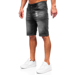 Vente chaude Personnalisé Streetwear Jorts Baggy Style Distressed Vintage Lavage À L'acide Strass Hommes Denim Shorts - Product Image 2