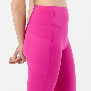 New Arrival Women's Yoga <b>Leggings</b> Mid Waist Solid <b>Pattern</b> Seamless Cotton/Bamboo Fiber Anti-Bacterial Breathable Knee-Length - Product Image 3