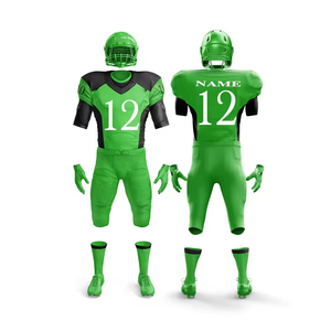 Diseños personalizados Impresión Sublimada Manga corta Secado rápido Transpirable 100% Poliéster Fútbol americano Jersey Uniforme Conjunto - Product Image 3