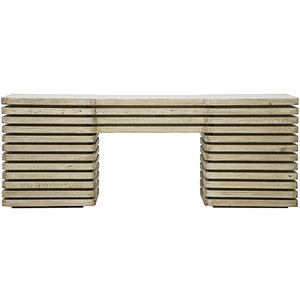 Gray Wash Solid Wood Rectangular Writing <b>Desk</b> with Finished Back Natural Grain Fits <b>Laptop</b> 1-Year Warranty - Product Image 1