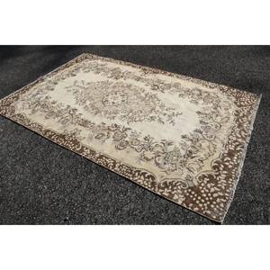 Clásico Beige marrón 5,5X8,7 pies Vintage alfombra turca diseño de retazos lana Imitación Piel de conejo látex rectángulo pasillo para cabecera - Product Image 3