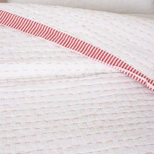 Couverture Kantha vintage blanche unie, couture fine à la main, couvre-lit réversible indien, coton biologique imprimé pour hôtel et maison - Product Image 4